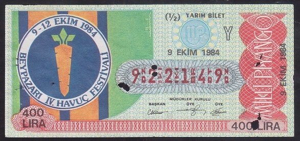 1984 9 EKİM YARIM BİLET Y SERİSİ