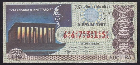 1987 19 KASIM ÇEYREK BİLET Ç-B SERİSİ