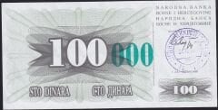 Bosna Hersek 100000 Dinar 1992 Çil Pick 56c