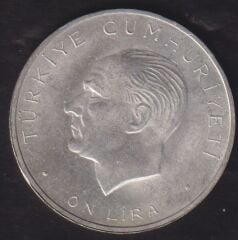 1960 Yılı 10 Lira - Hakimiyet Milletindir İhtilal Gümüş (15 Gram)