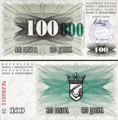 Bosna Hersek 100000 Dinar 1992 Çil Pick 56c