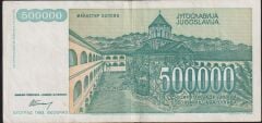 Yugoslavya 500000 Dinar 1993 Çok Temiz+ Pick 131 ( AA )