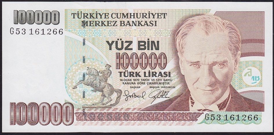 7.Emisyon 3.Tertip 100000 Lira G53 161266 Çil