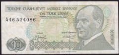 7.Emisyon 1.Tertip 10 Lira A46 524086 Çok Temiz