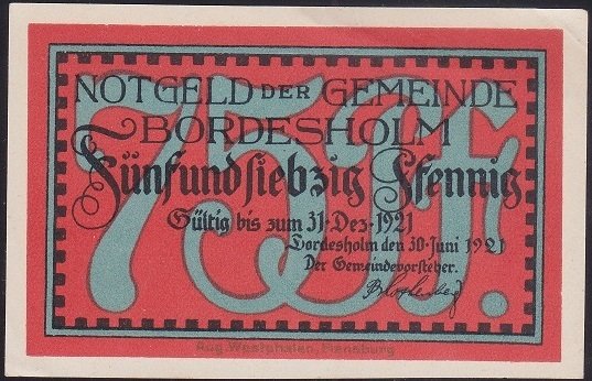 ALMANYA 75 PFENNİG NOTGELD 1921 ÇİLALTI ÇİL