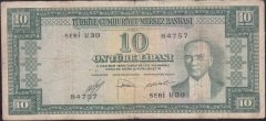 5.Emisyon 2.Tertip 10 Lira U30 84757 Çok Temiz