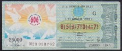 1992 31 ARALIK ÇEYREK BİLET G SERİSİ