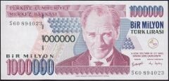 7.Emisyon 3.Tertip 1000000 Lira S60 894023 Çok Temiz+