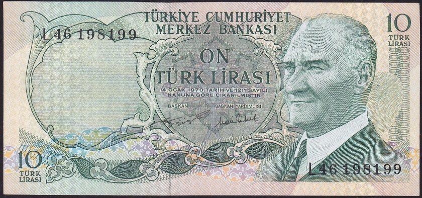 6.Emisyon 2.Tertip 10 Lira L46 198 199 Çil Merdiven