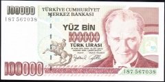 7.Emisyon 3.Tertip 100000 Lira I87 567038 Çilaltı Çil