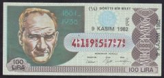 1982 9 KASIM ÇEYREK BİLET - E SERİSİ