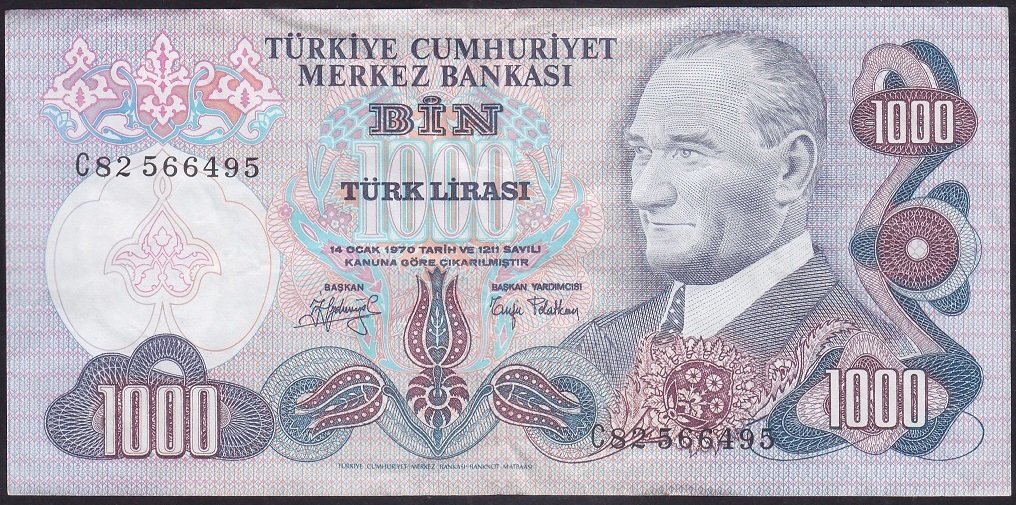 6.EMİSYON 2.TERTİP 1000 LİRA C82 566495 ÇOK ÇOK TEMİZ +