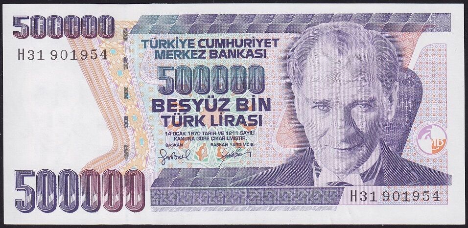 7.Emisyon 4.Tertip 500000 Lira H31 901954 Çilaltı Çil
