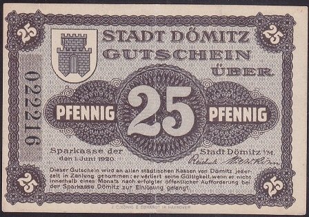ALMANYA 25 PFENNİNG NOTGELD 1920 ÇİLALTI