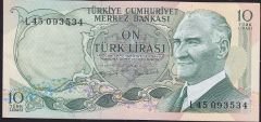 6.Emisyon 2.Tertip 10 Lira L45 093534 Çilaltı
