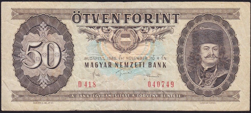 Macaristan 50 Forint 1986 Çok Temiz