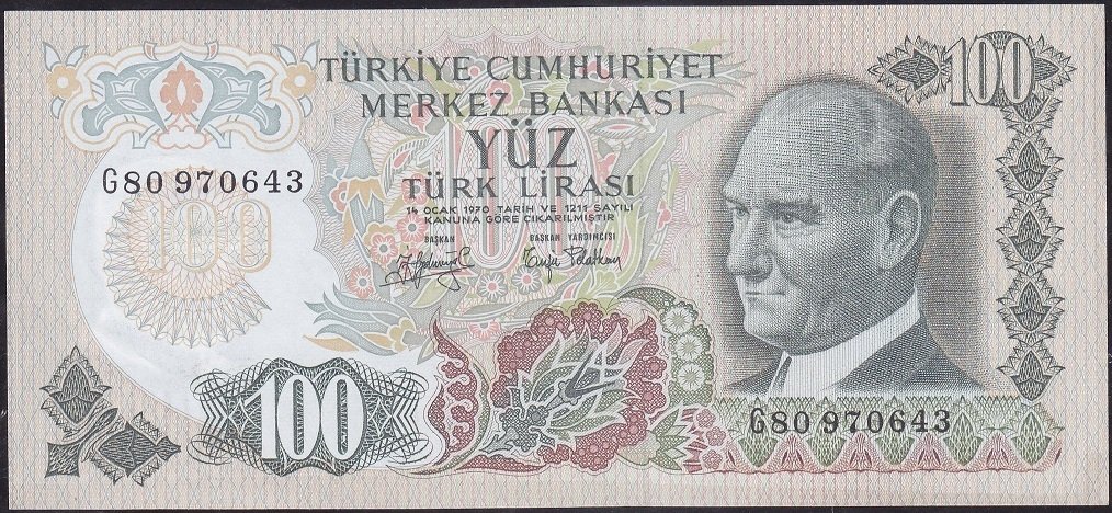 6.Emisyon 2.Tertip 100 Lira G80 970643 Çilaltı