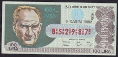 1982 9 KASIM ÇEYREK BİLET - Ç SERİSİ
