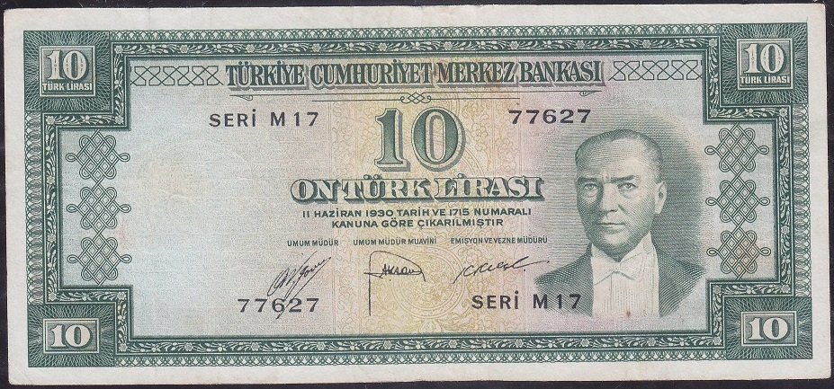 5.Emisyon 2.Tertip 10 Lira M17 77627 Çok Temiz +