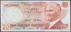 6.EMİSYON 3.TERTİP 20 LİRA G46 131487 ÇİLALTI ÇİL