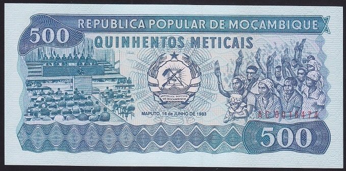 MOZAMBİK 500 METİCAİS 1983 ÇİL