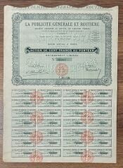 Hisse Senedi - Publicite General et Routiere 1930 ( 40 X 29 cm )