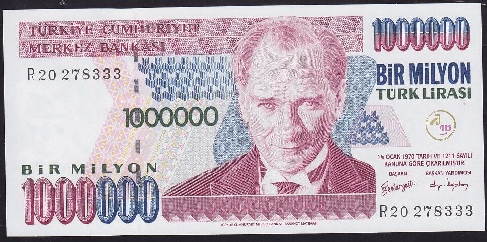 7.Emisyon 3.Tertip 1000000 Lira R20 278333 Çil