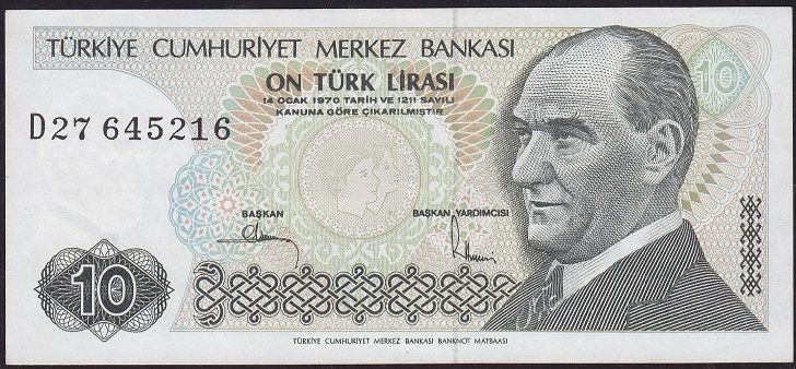 7.Emisyon 2.Tertip 10 Lira D27 645216 Çok Çok Temiz+