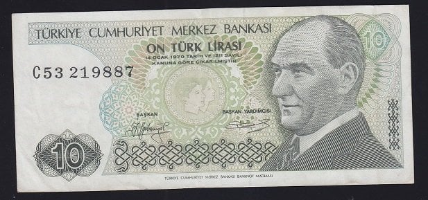 7.EMİSYON 1.TERTİP 10 LİRA C53 219887 ÇÇT