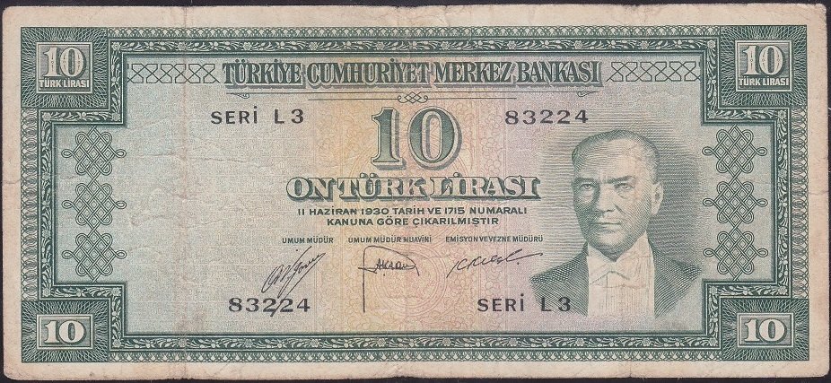 5.Emisyon 2.Tertip 10 Lira L3 83224 Temiz +