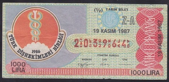 1987 19 KASIM YARIM BİLET Z-A SERİSİ