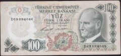 6.Emisyon 1.Tertip 100 Lira B69 094046 Çok Temiz+