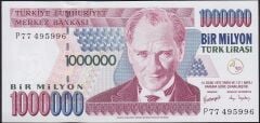 7.Emisyon 3.Tertip 1000000 Lira P77 495996 Çil