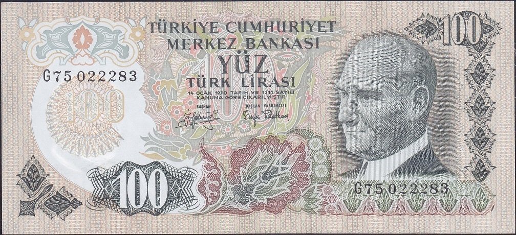 6.Emisyon 2.Tertip 100 Lira G75 022283 Çil