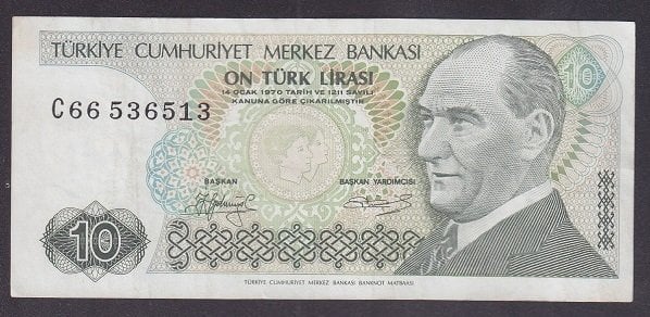 7.EMİSYON 1.TERTİP 10 LİRA C66 536513 ÇÇT