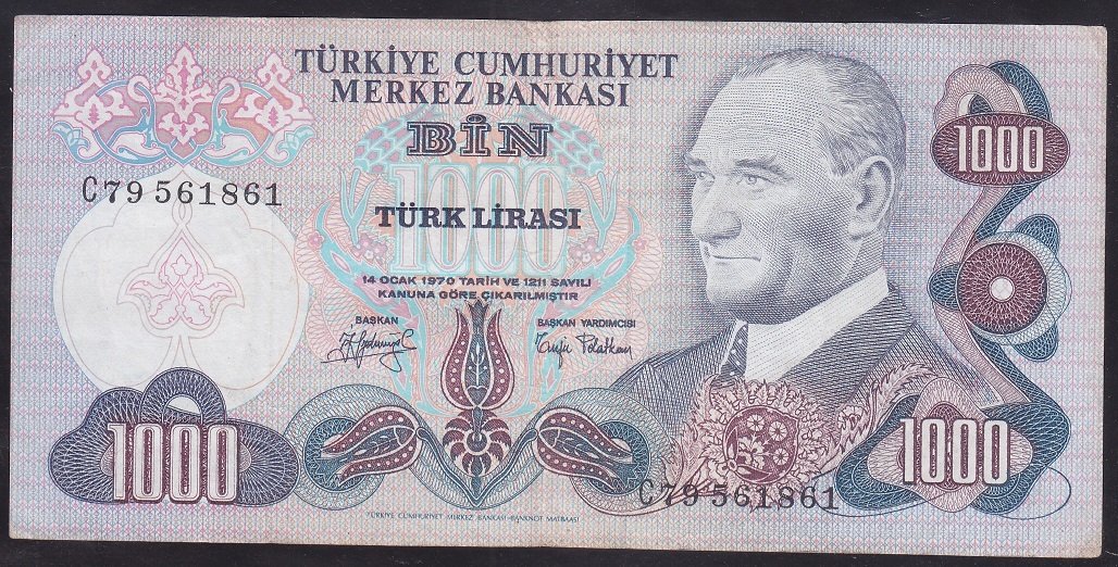 6.EMİSYON 2.TERTİP 1000 LİRA C79 561861 ÇOK TEMİZ +