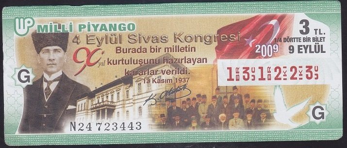 2009 9 EYLÜL ÇEYREK BİLET G SERİSİ