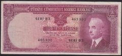 2.EMİSYON 1 LİRA B3 465891 ÇOK TEMİZ