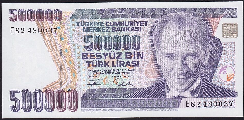 7.Emisyon 3.Tertip 500000 Lira E82 480037 Çil