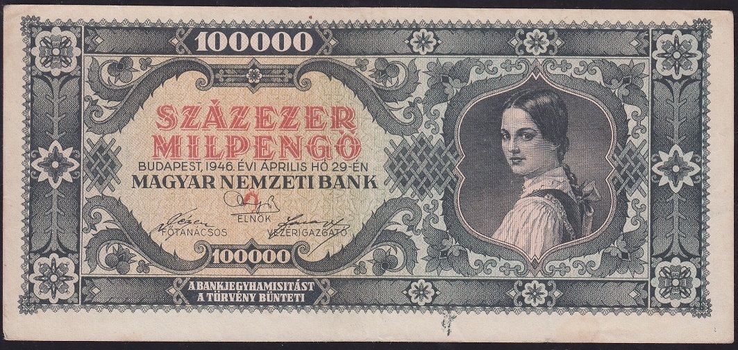 Macaristan 100000 Pengo 1946 Çok Temiz+
