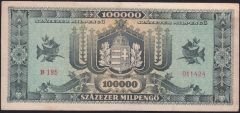 Macaristan 100000 Pengo 1946 Çok Temiz+