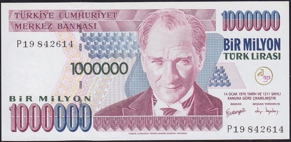 7.Emisyon 3.Tertip 1000000 Lira P19 842614 Çilaltı Çil