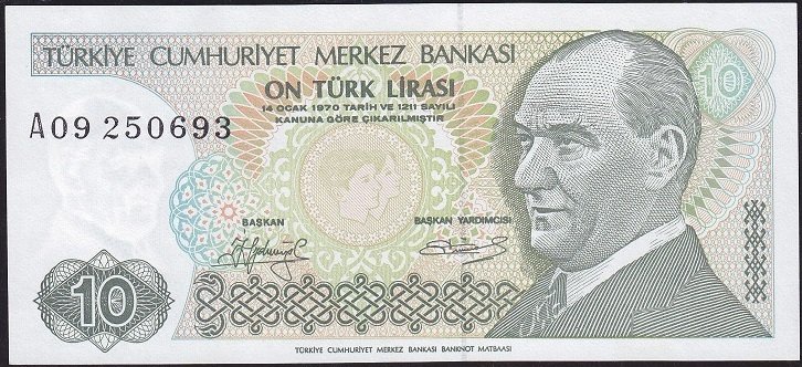 7.Emisyon 1.Tertip 10 Lira A09 250693 Çilaltı Çil