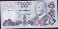 6.Emisyon 3.Tertip 1000 Lira F71 973052 Çilaltı