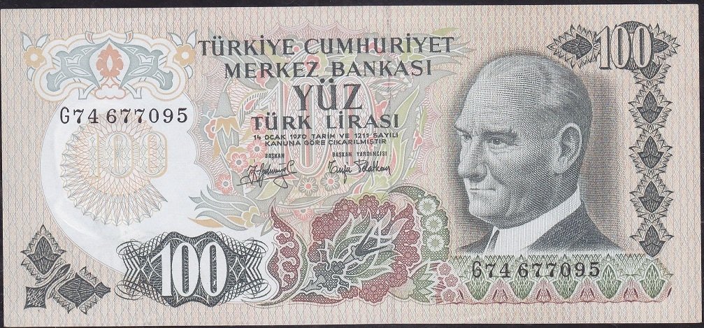 6.Emisyon 2.Tertip 100 Lira G74 677095 Çilaltı Çil