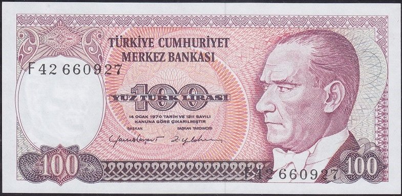 7.Emisyon 2.Tertip 100 Lira F42 660927 Çilaltı Çil