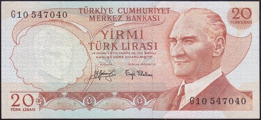 6.EMİSYON 3.TERTİP 20 LİRA G10 547040 ÇÇT + eski para