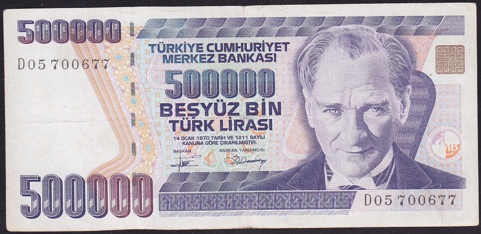 7.Emisyon 2.Tertip 500000 Lira D05 700677 Çok Temiz