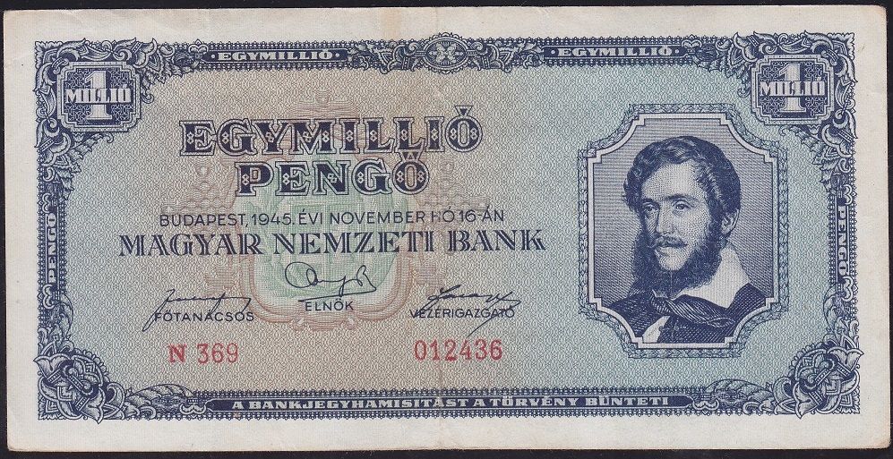 Macaristan 1000000 Pengo 1945 Çok Temiz+