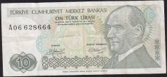 7.Emisyon 1.Tertip 10 Lira A06 628664 Çok Temiz
